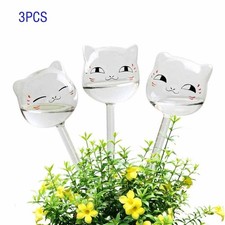 3x Récipient à eau en verre pour plante en forme de chat dispositif d'arrosage auto-irrigation