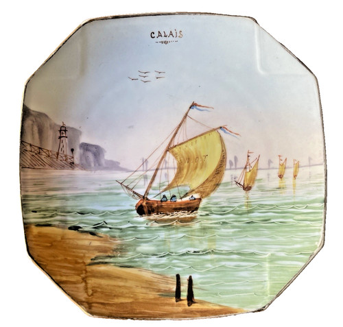 Assiette ancienne octogonale - assiette,