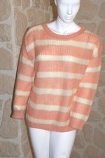 Pull rose et écru neuf M/L