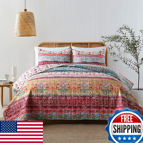 Boho reversible twin quilt - reversible,