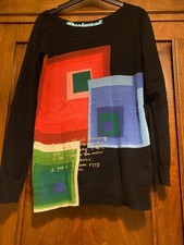 DESIGUAL LONG PULL TAILLE M NOIR IMPRIMÉ  MULTICOLORE COL BATEAU