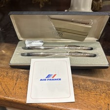 cross 2 stylos Avion Le Concorde Air France Publicitaire argenté  Époque 1970