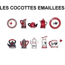 SERIE COMPLETE DE FEVES LES COCOTTES EMAILLEES- VAISSELLES-PICHETS-CAFETIERES