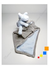 Doudou Plat/Couverture Paco Ane/Cheval Bleu Clair Gris Attache Tétine - Noukies