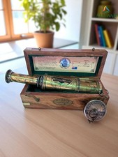 Télescope décoratif pliable en laiton antique fait à la main, longue-vue W/B
