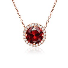 Collier Rond Halo En Grenat Et