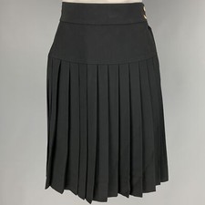 JUPE Plissée Noire En Acétate Et Rayonne Taille 6 Sous Le Genou