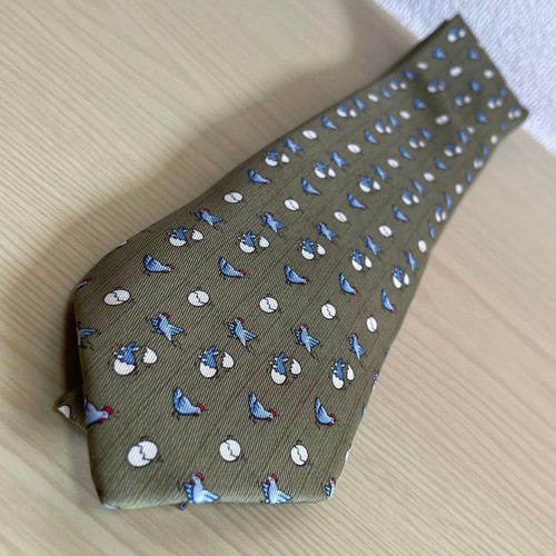 Cravate hermès verte motif - cravate,