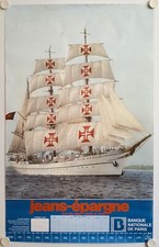 Affiche Banque Nationale Paris JEANS EPARGNE - Bateau Croix Templiers - 60x96 cm