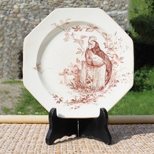 Ancienne assiette 21.7 cm en faïence anglaise Wedgwood / modèle Rustic / Coq