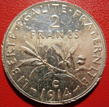 France. Belle 2 Francs semeuse 1914 C Castelsarrasin.  TTB+/SUP