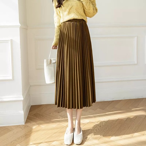 Jupe long moutarde satin - moutarde,