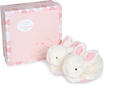 DOUDOU ET COMPAGNIE, LAPIN BONBON - Chaussons avec hochet rose - 0/6 mois, DC...