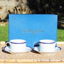 Coffret 2 tasses à thé + soucoupes porcelaine modèle Nuit bleue Haviland Limoges