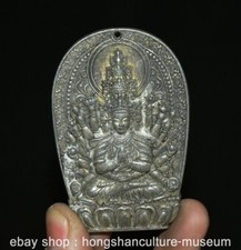 2.6" Rare old Chinese Silver Dynasty 1000 Arms Guan Yin Goddess Amulet Pendant