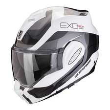 Casque Modulaire Moto Scorpion EXO Tech EVO PRO Commutateur Blanc Argent Touring