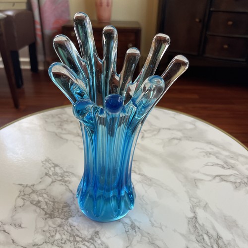 Vase verre bleu façon - bleu,