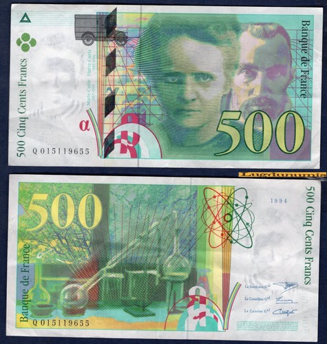 500 francs pierre - et, marie