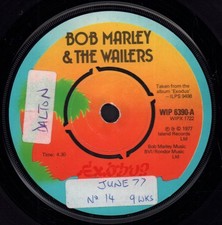 Bob Marley and the Wailers Exodus 7" vinyl UK Island 1977 4 prong label design