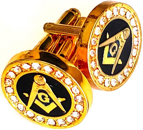 Masonic crystal cufflinks - crystal,