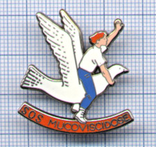 PINS tennis ARTHUS BERTRAND Roland GARROS 1992 SOS MUCOVISCIDOSE vers. Argentée