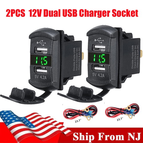 2pcs 12v dual usb - 12v, port