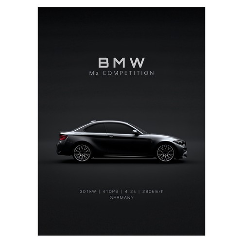 Affiche silhouette bmw - affiche, m2