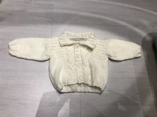 Pull bébé crème tricoté main 