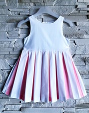 JACADI - ROBE FILLE TYPE CÉRÉMONIE BICOLORE ROSE & BLANC AVEC PLIS PLATS 2A