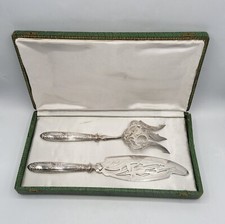 Service à poisson argent massif Minerve et métal argenté décor iris Art Nouveau