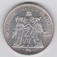 Pièce 10 francs argent type Hercule 1970 avec un point sur E