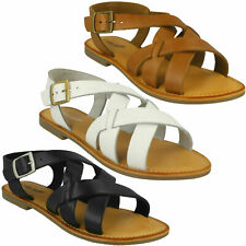 Sandales En Cuir Blanches Ou Noires Pour Femmes, Tailles UK 4-8 : F0R0229