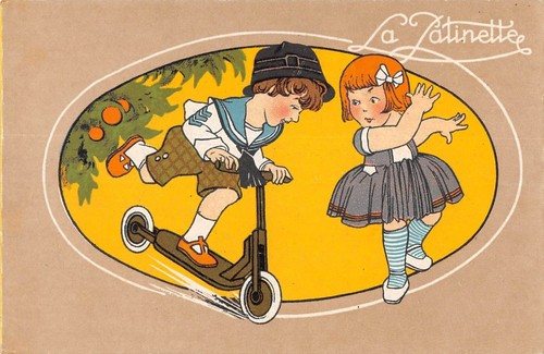 Cpa fantaisie la patinette - cpa, /