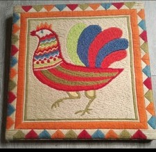 TABLEAU BRODÉ FAIT MAIN - COQ