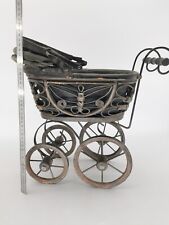 POUSSETTE ANCIENNE DE GRANDE POUPÉE EN BOIS / MÉTAL / TISSU  +++