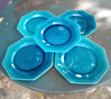 5 assiettes à dessert octogonales majolique faience de Charolles vertes