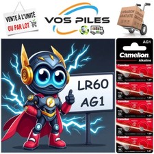 Piles Alcaline 1,5V : AG1 LR60 LR621 164 364 G1 SR60 SR621SW 13 mAh ( Camelion )