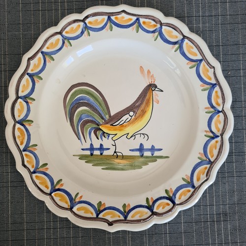 Assiette ancienne coq sur