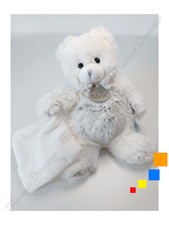Doudou Plat/Mouchoir Pantin Ours Blanc Crème Chiné Gris Les Flocons 20cm Babynat