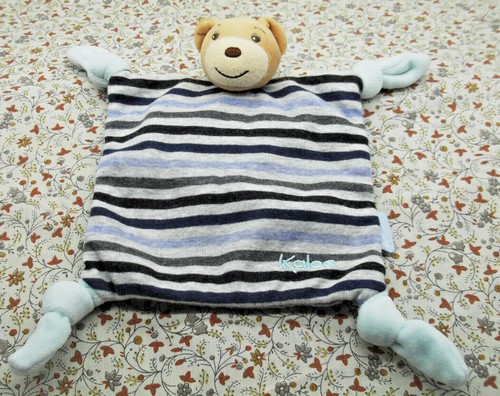 Doudou kaloo ours bleu gris - l,