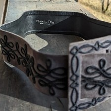 Christian Dior, ceinture vintage, cuir et velour, made in France, T36 (S)