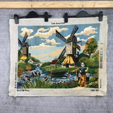 Vintage Royal Paris 133/24 Les Moulins Vent Campagne Tapisserie France 61x47 cm
