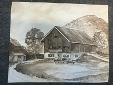 Dessin à l'encre aquarelle -