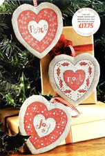 3 Grilles Point de Croix COEUR de NOEL - 3 Cross stitch chart XMAS HEARTS
