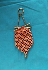 Ancienne petite bourse en tissu et bronze 19 eme Minaudière Porte Louis d'or XIX