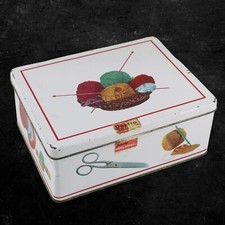 VINTAGE boîte en fer-blanc cacao DEXTRO CAO Riera Marsa couture années 70 Esp...