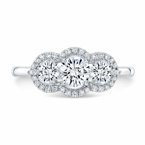 14k blanc trois pierre - blanc,