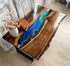 152cm x 81.3cm Live Bord Bois Océan Dîner Table Top Artisanal Résine Époxy Art