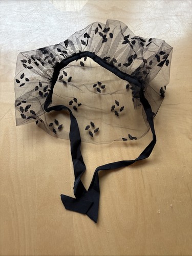Vintage black sheer bonnet - sheer,