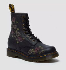 Bottes En Cuir Dr. Martens 1460 Roses Déchues Noires Et À Motifs Floraux
